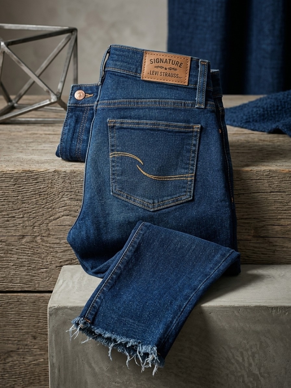 Levi's Women’s Dark Blue Skinny Jeans with Frayed Hem